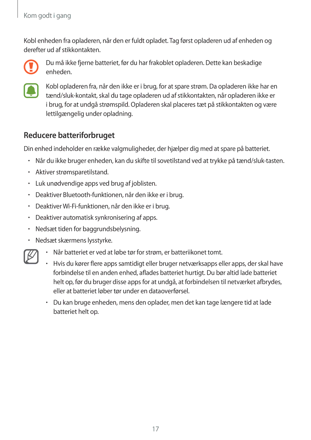 Samsung SM-N910FZDENEE, SM-N910FZWENEE, SM-N910FZIENEE, SM-N910FZKENEE manual Reducere batteriforbruget 