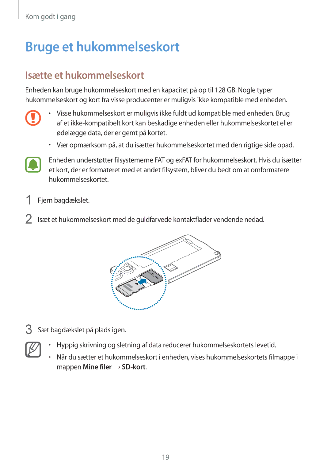 Samsung SM-N910FZKENEE, SM-N910FZWENEE, SM-N910FZDENEE, SM-N910FZIENEE Bruge et hukommelseskort, Isætte et hukommelseskort 