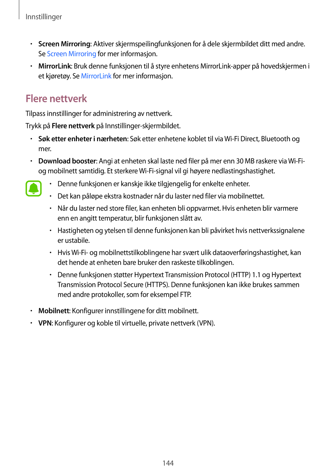 Samsung SM-N910FZWENEE, SM-N910FZDENEE, SM-N910FZIENEE, SM-N910FZKENEE manual Flere nettverk 