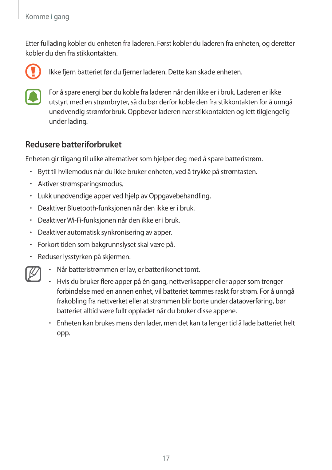 Samsung SM-N910FZDENEE, SM-N910FZWENEE, SM-N910FZIENEE, SM-N910FZKENEE manual Redusere batteriforbruket 