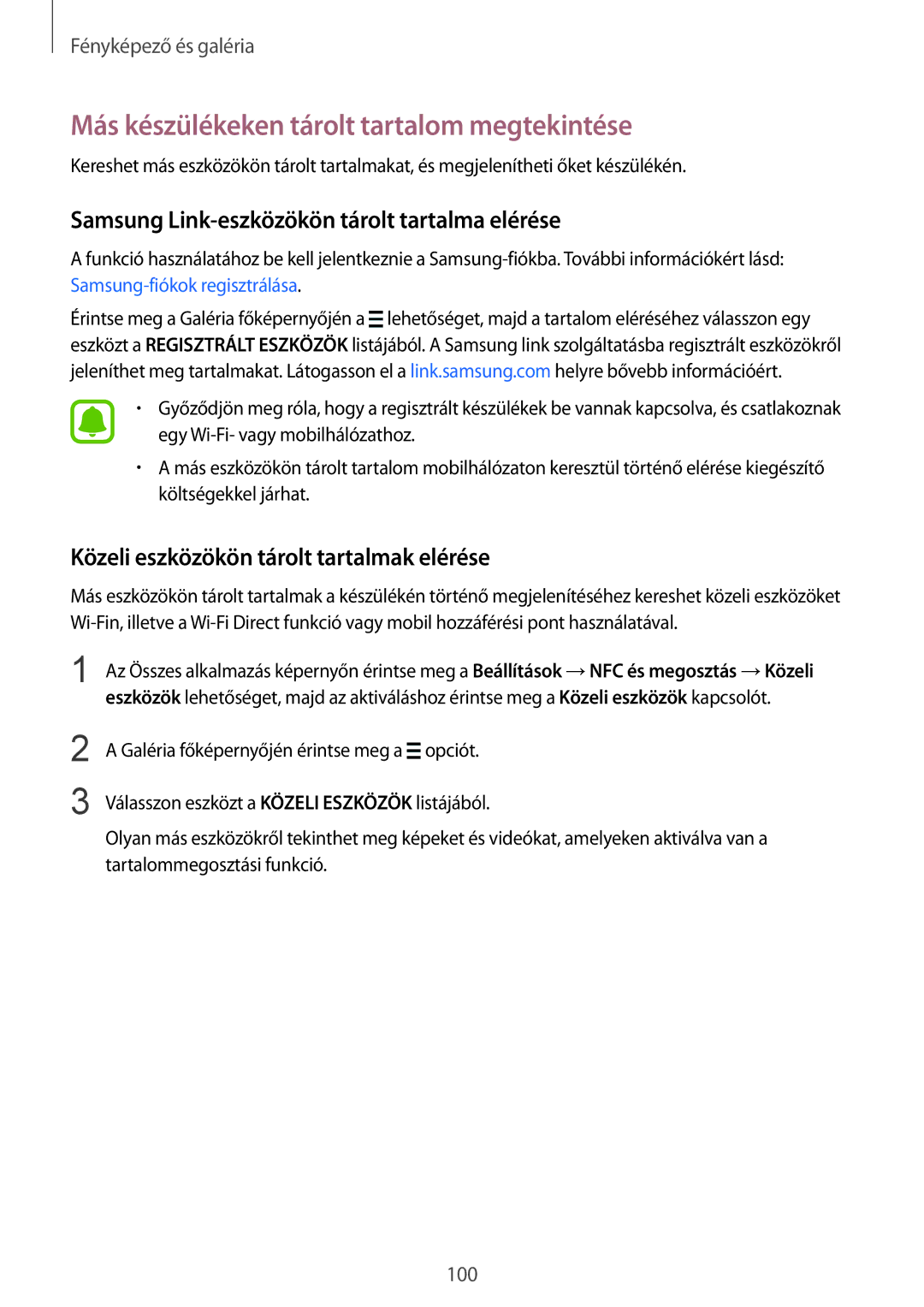 Samsung SM-N910FZWEXEH Más készülékeken tárolt tartalom megtekintése, Samsung Link-eszközökön tárolt tartalma elérése 