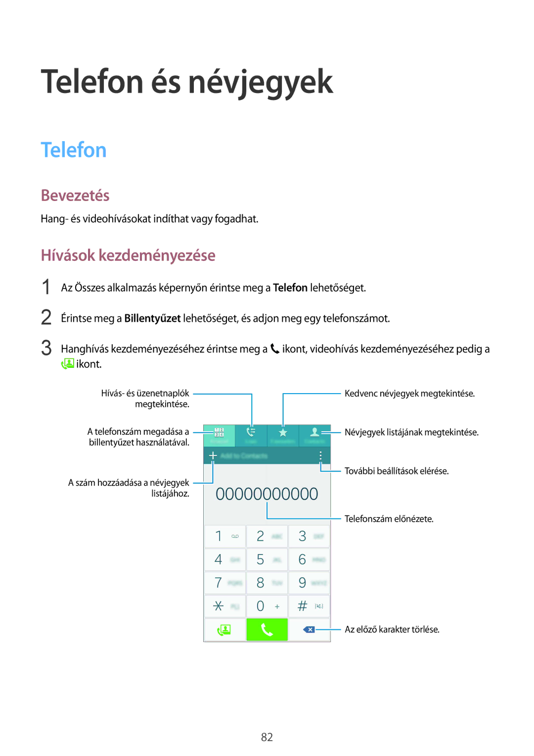 Samsung SM-N910FZWEXEH, SM-N910CZDEXEH manual Telefon és névjegyek, Hívások kezdeményezése 