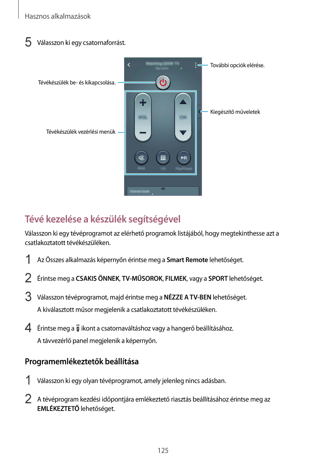 Samsung SM-N910CZDEXEH, SM-N910FZWEXEH manual Tévé kezelése a készülék segítségével, Programemlékeztetők beállítása 