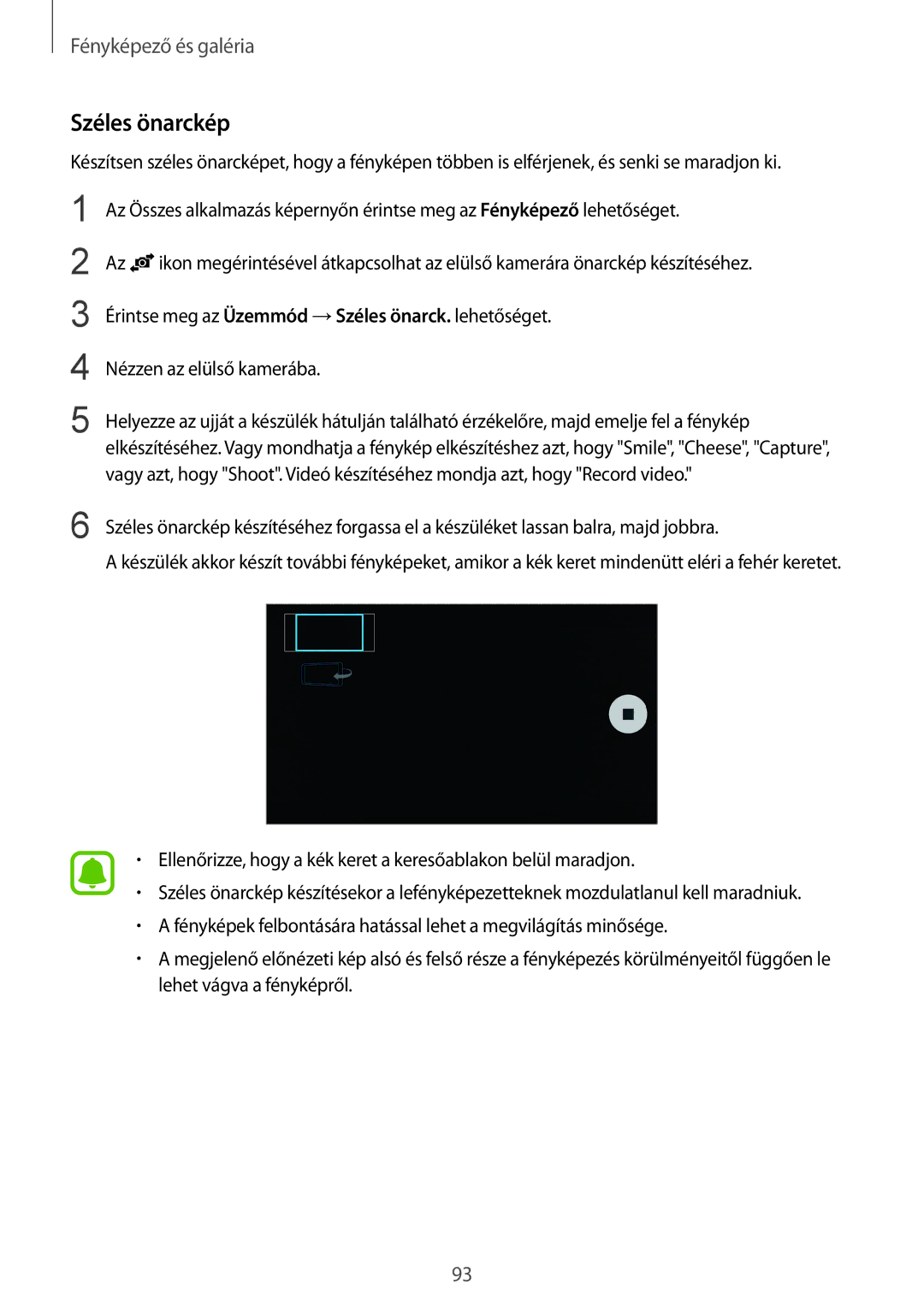 Samsung SM-N910CZDEXEH, SM-N910FZWEXEH manual Széles önarckép 