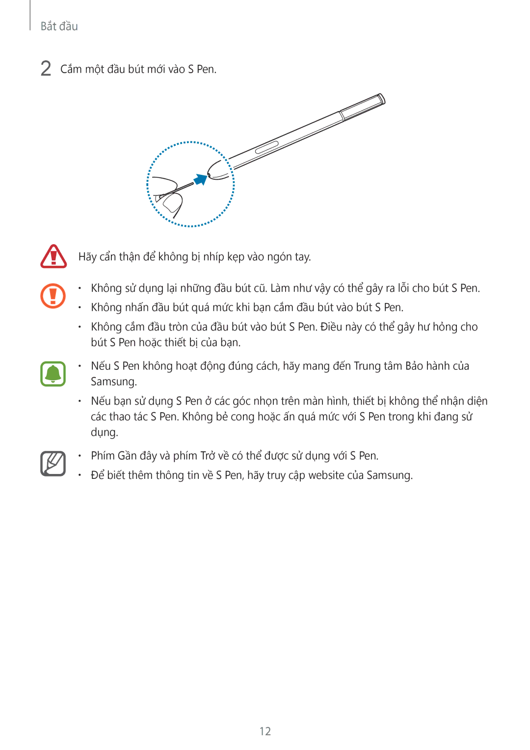 Samsung SM-N915FZKEXEV, SM-N915FZWEXEV manual Bắt đầu 