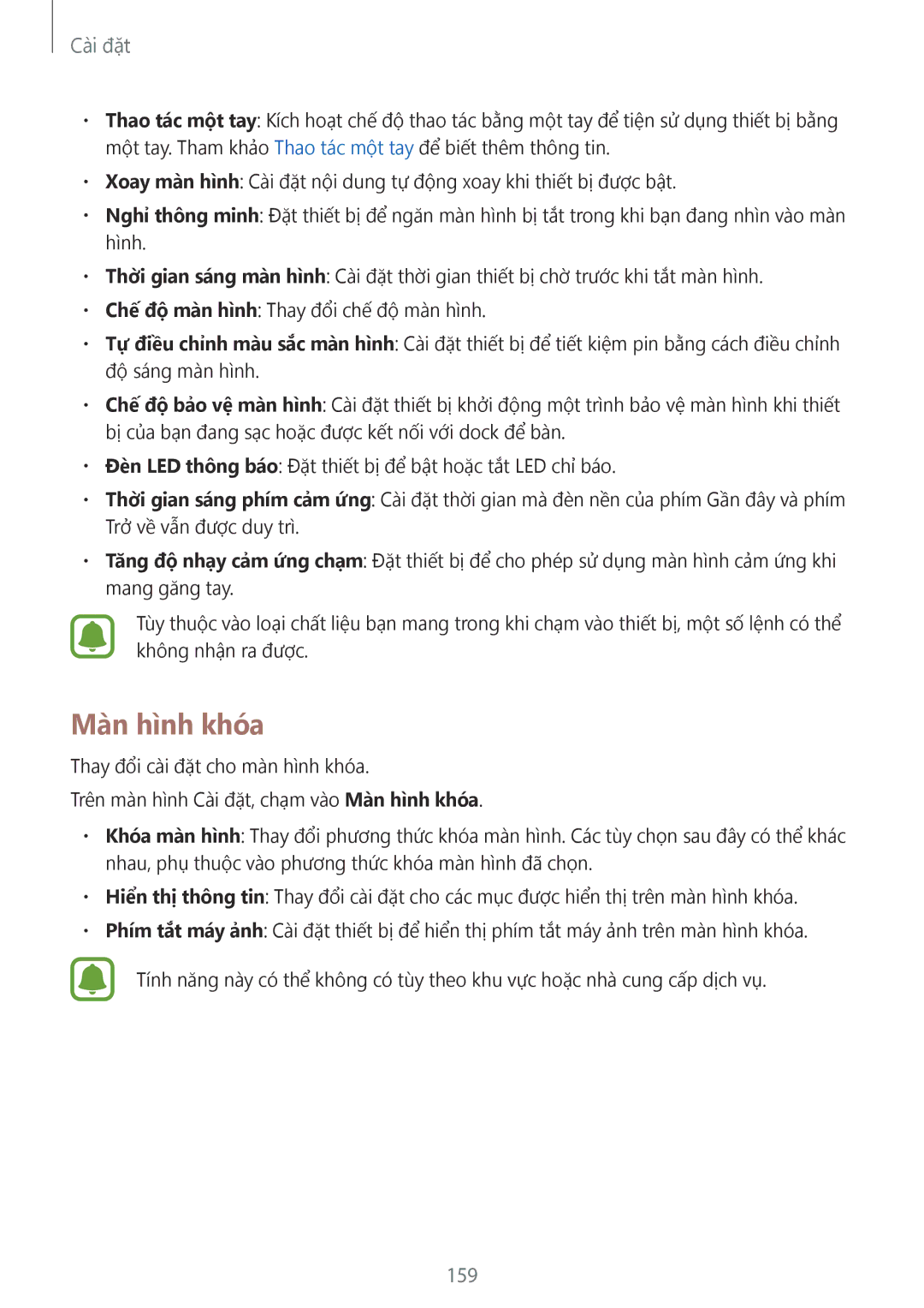 Samsung SM-N915FZWEXEV, SM-N915FZKEXEV manual Màn hình khóa, 159 