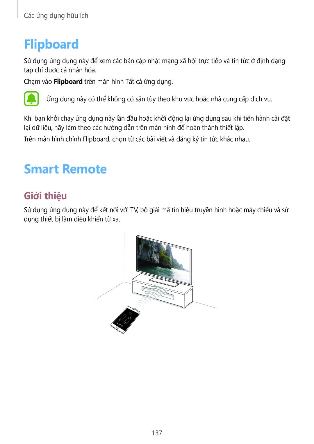 Samsung SM-N915FZWEXEV, SM-N915FZKEXEV manual Flipboard, Smart Remote, 137 