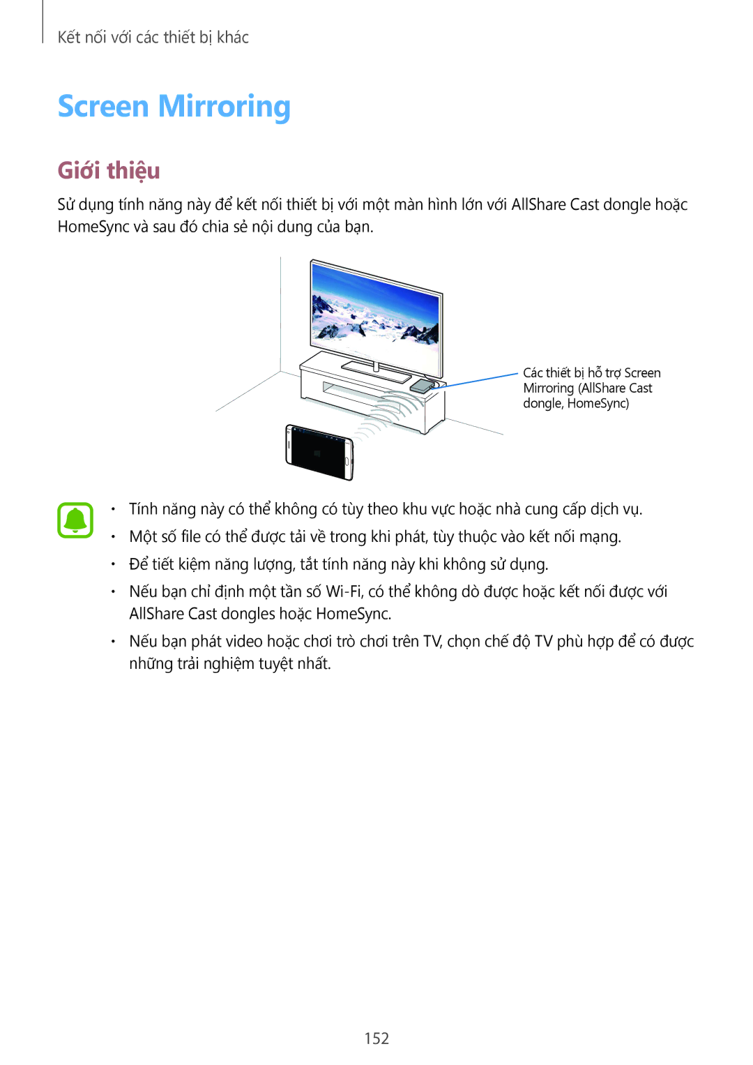 Samsung SM-N915FZKEXEV, SM-N915FZWEXEV manual Screen Mirroring, 152 