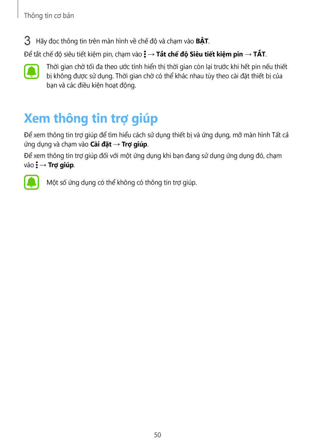 Samsung SM-N915FZKEXEV, SM-N915FZWEXEV manual Xem thông tin trợ giúp 