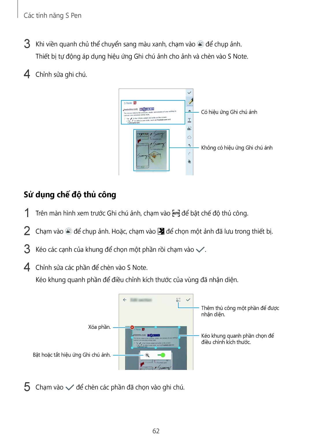 Samsung SM-N915FZKEXEV, SM-N915FZWEXEV manual Sử dụng chế độ thủ công 