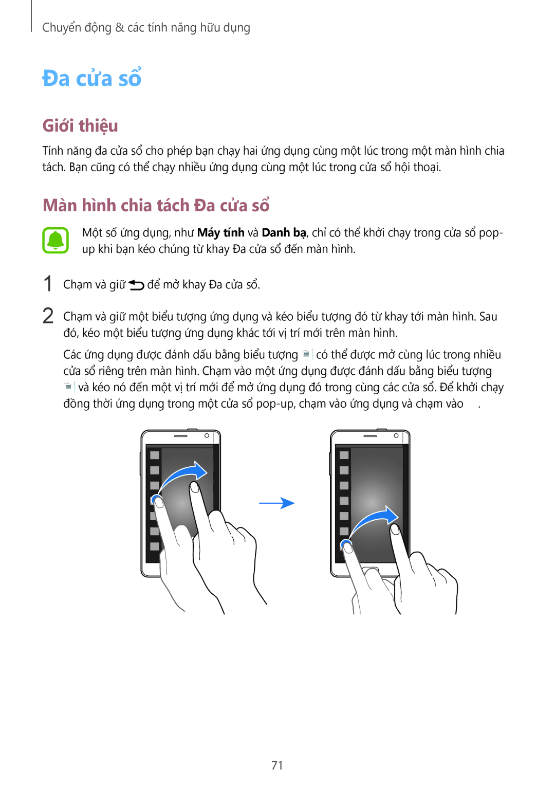 Samsung SM-N915FZWEXEV, SM-N915FZKEXEV manual Màn hình chia tách Đa cửa sổ 