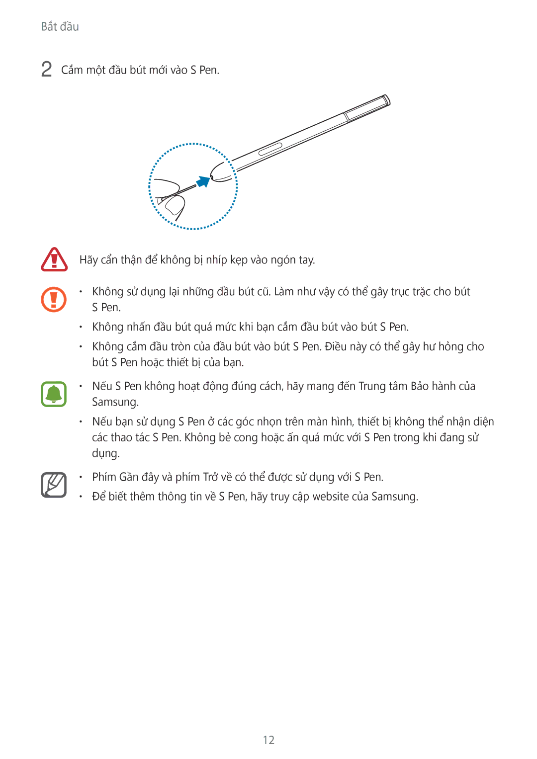 Samsung SM-N915FZKEXEV, SM-N915FZWEXEV manual Bắt đầu 