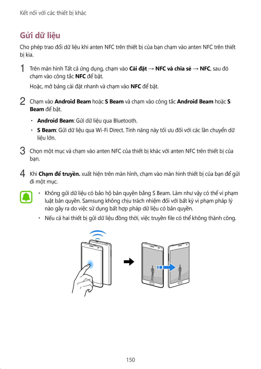 Samsung SM-N915FZKEXEV, SM-N915FZWEXEV manual Gửi dữ liệu, 150 