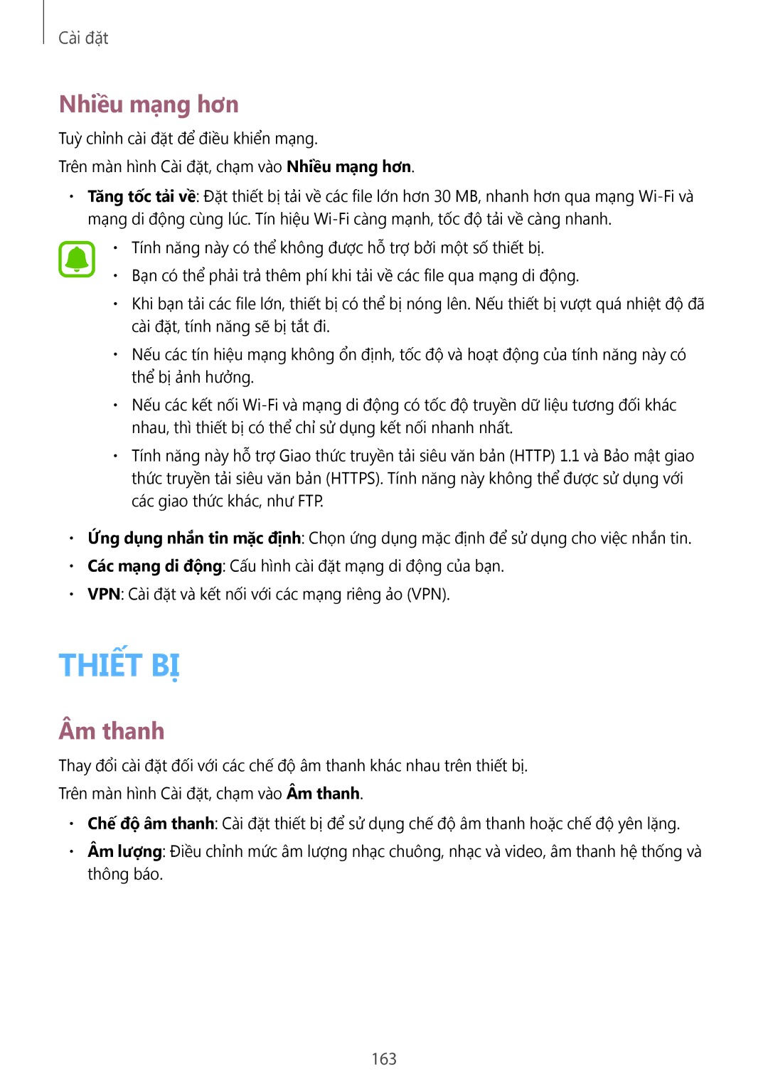 Samsung SM-N915FZWEXEV, SM-N915FZKEXEV manual Nhiêu mạng hơn, Âm thanh, 163 