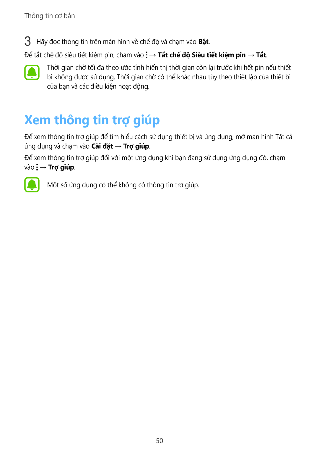 Samsung SM-N915FZKEXEV, SM-N915FZWEXEV manual Xem thông tin trợ giúp 