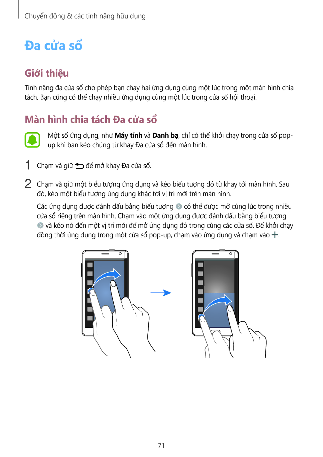 Samsung SM-N915FZWEXEV, SM-N915FZKEXEV manual Màn hình chia tách Đa cửa sổ 