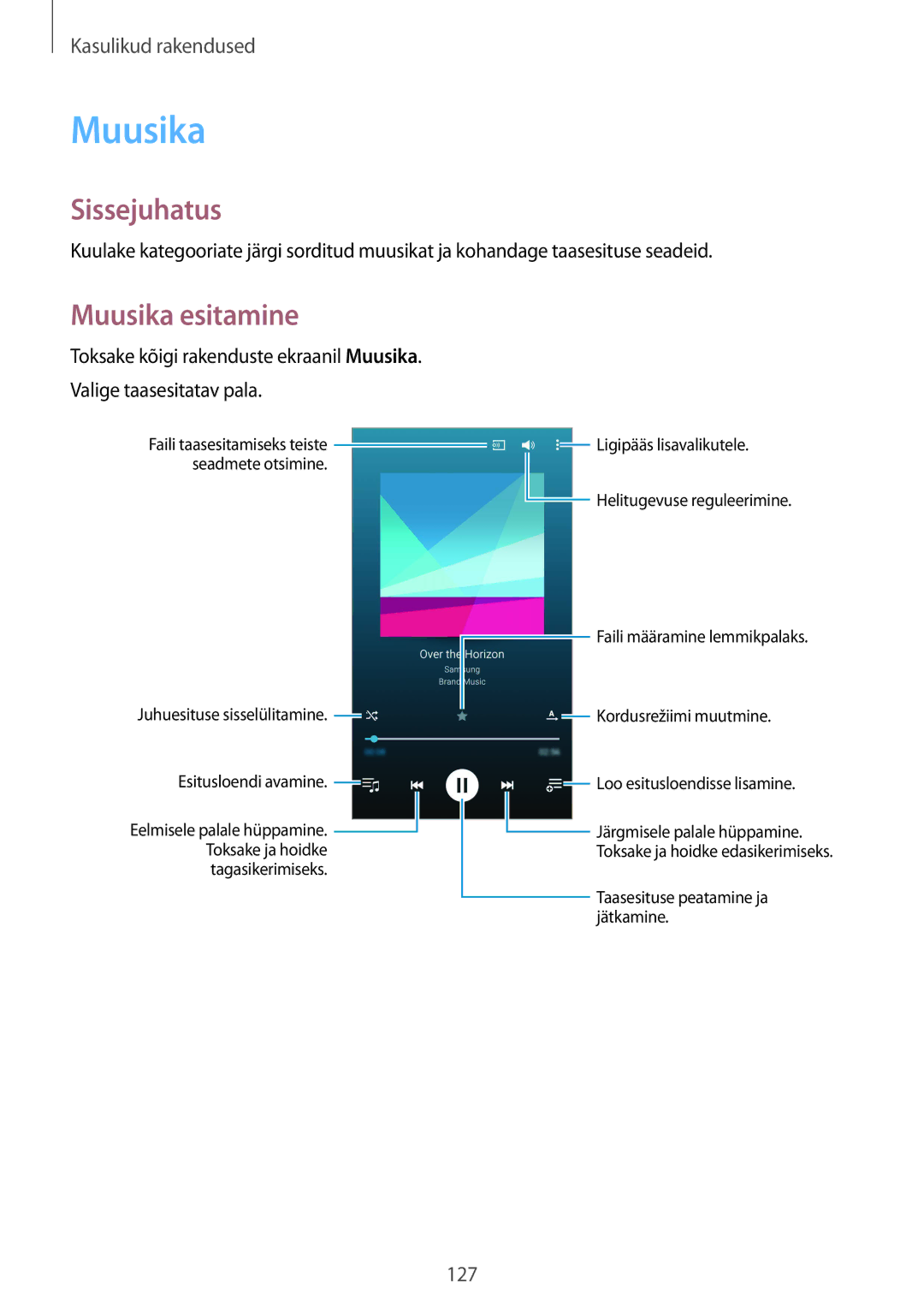 Samsung SM-N915FZWYSEB, SM-N915FZKYSEB manual Muusika esitamine 