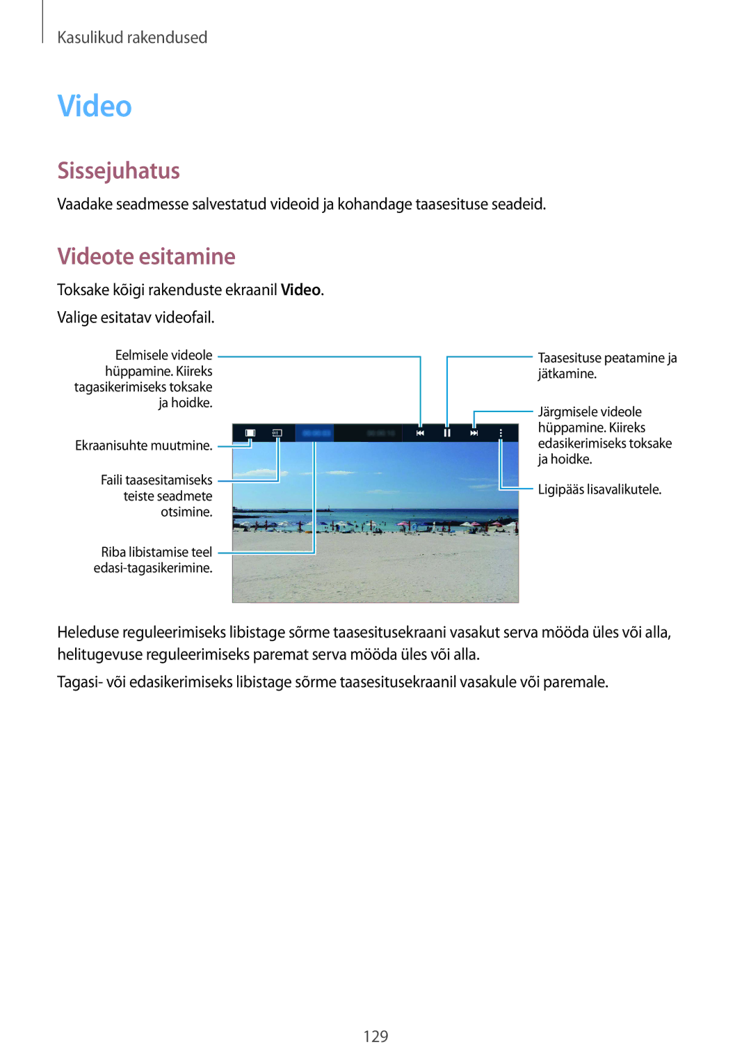 Samsung SM-N915FZWYSEB, SM-N915FZKYSEB manual Videote esitamine 