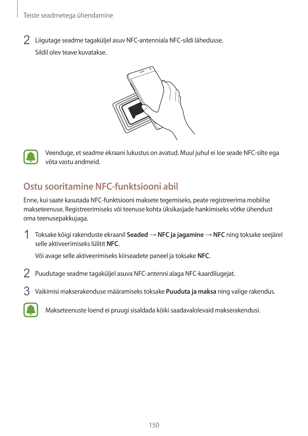 Samsung SM-N915FZKYSEB, SM-N915FZWYSEB manual Ostu sooritamine NFC-funktsiooni abil 