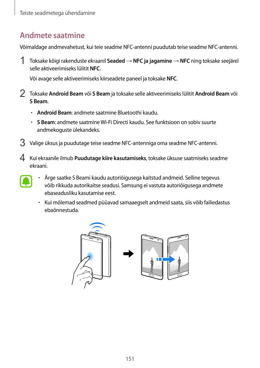 Samsung SM-N915FZWYSEB, SM-N915FZKYSEB manual Andmete saatmine 