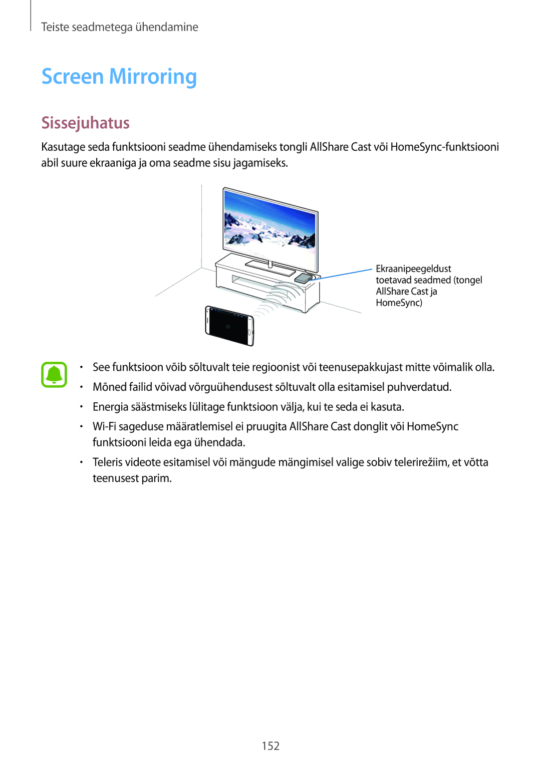 Samsung SM-N915FZKYSEB, SM-N915FZWYSEB manual Screen Mirroring, Sissejuhatus 