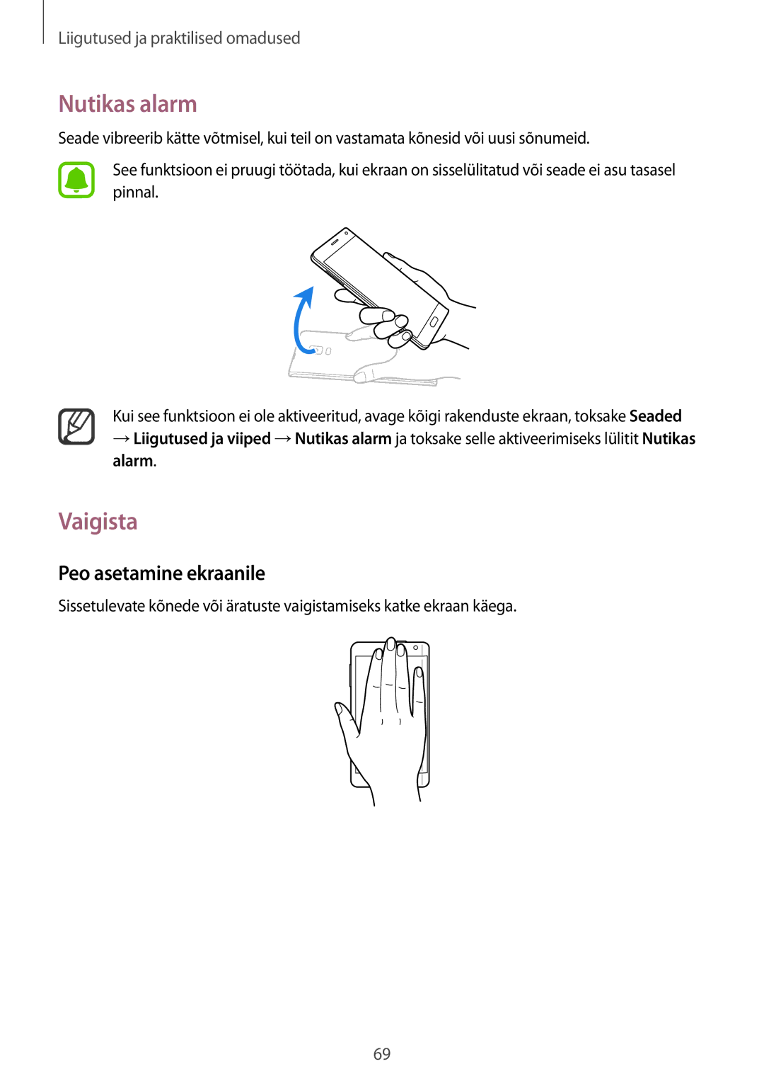 Samsung SM-N915FZWYSEB, SM-N915FZKYSEB manual Nutikas alarm, Vaigista, Peo asetamine ekraanile 