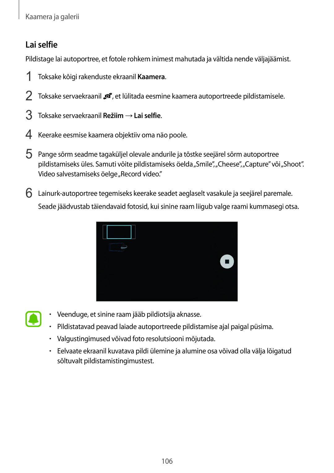 Samsung SM-N915FZKYSEB, SM-N915FZWYSEB manual Lai selfie 