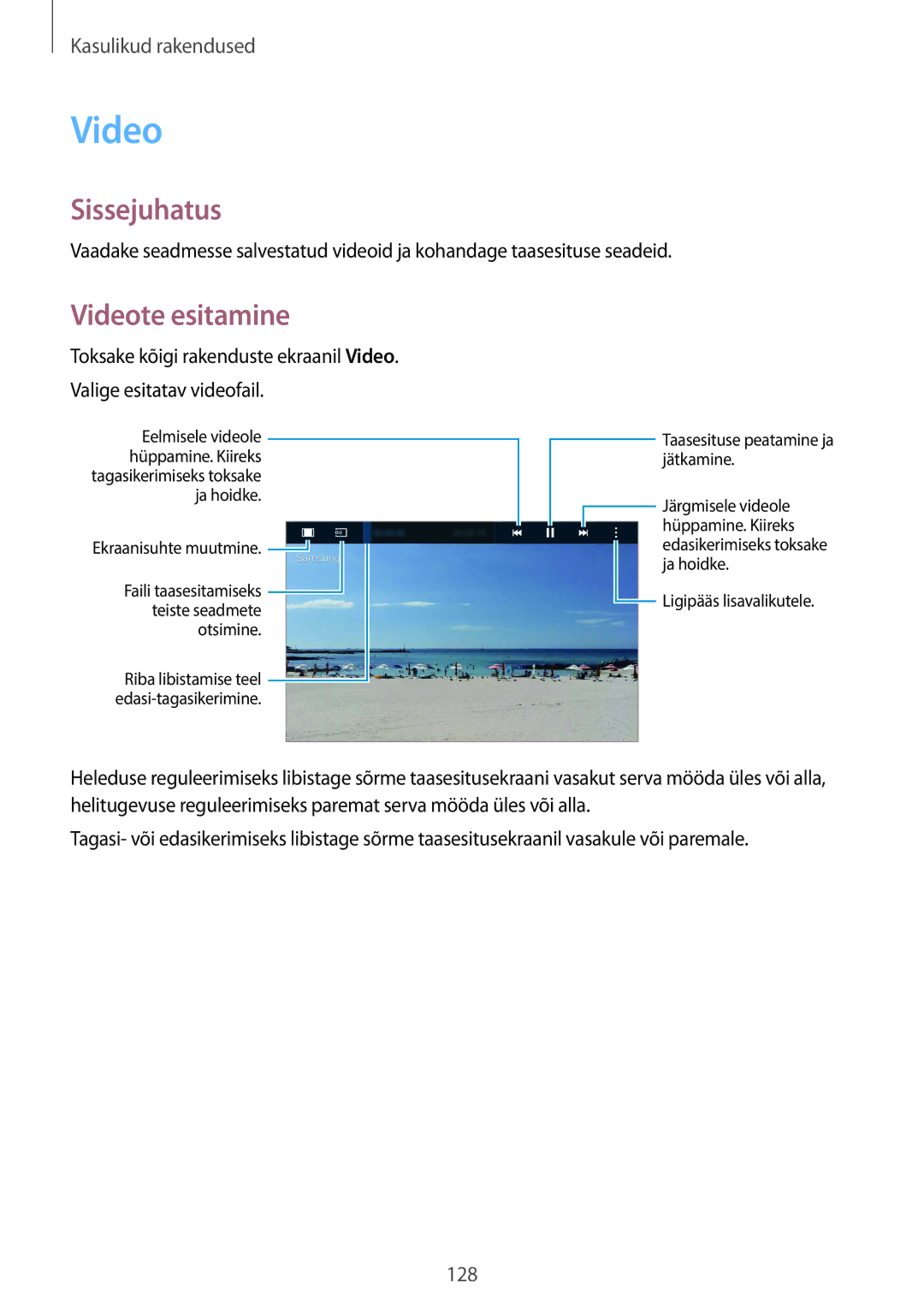 Samsung SM-N915FZKYSEB, SM-N915FZWYSEB manual Videote esitamine 