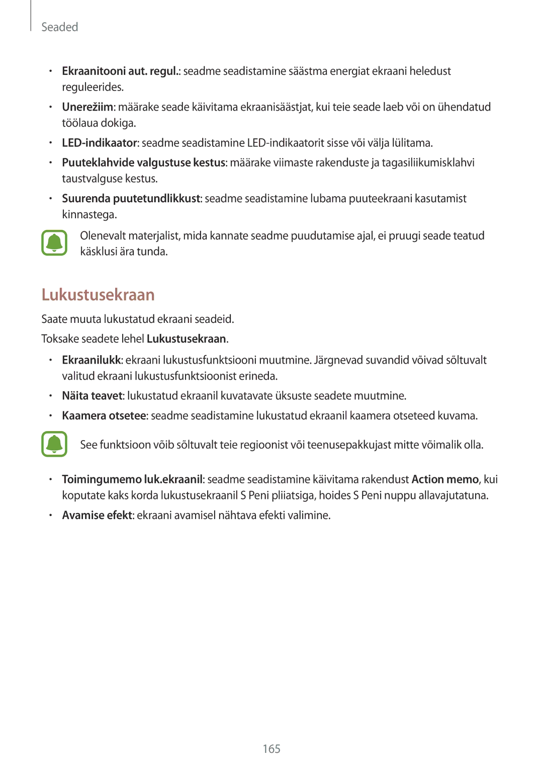 Samsung SM-N915FZWYSEB, SM-N915FZKYSEB manual Lukustusekraan, Avamise efekt ekraani avamisel nähtava efekti valimine 