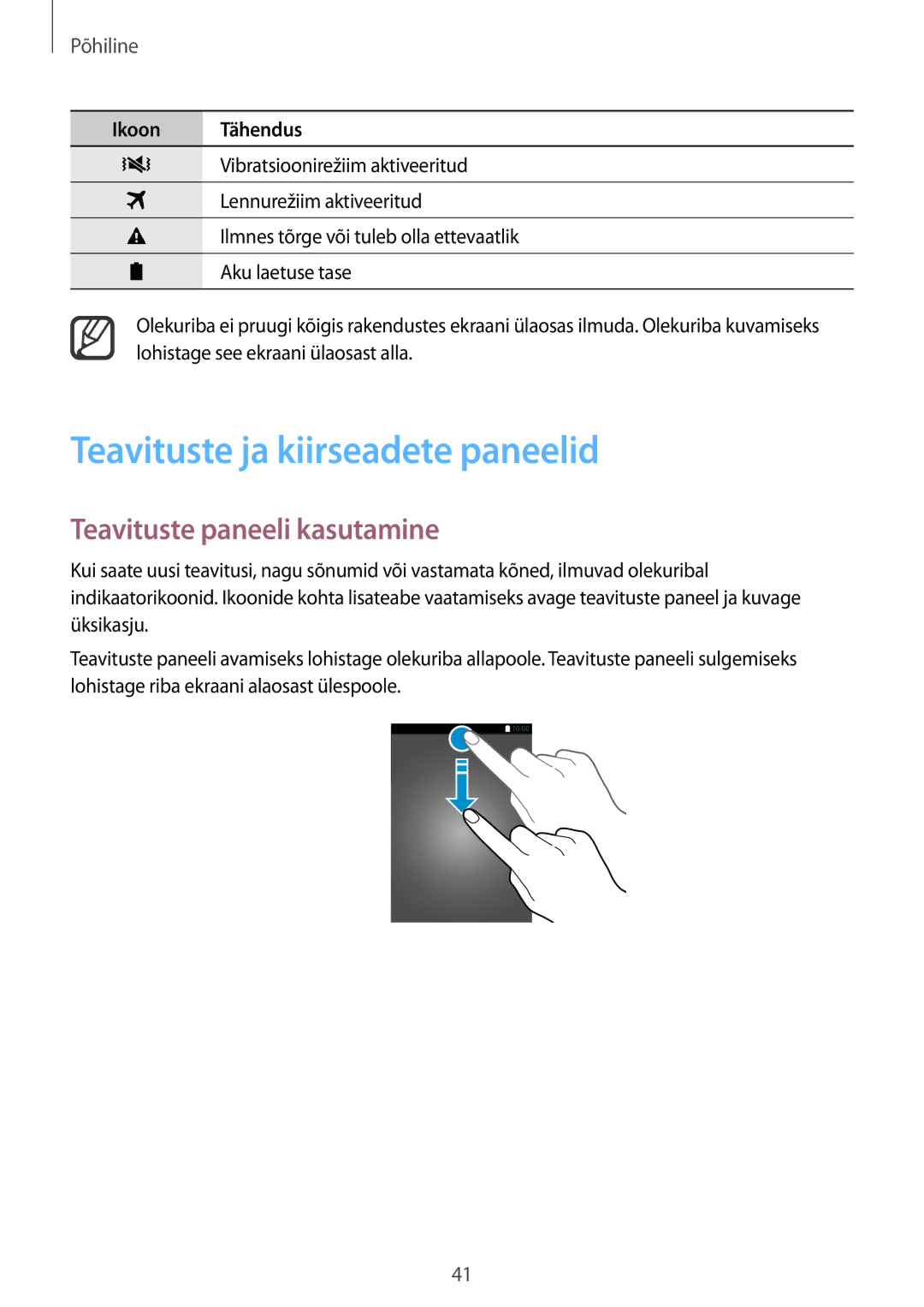 Samsung SM-N915FZWYSEB, SM-N915FZKYSEB manual Teavituste ja kiirseadete paneelid, Teavituste paneeli kasutamine 