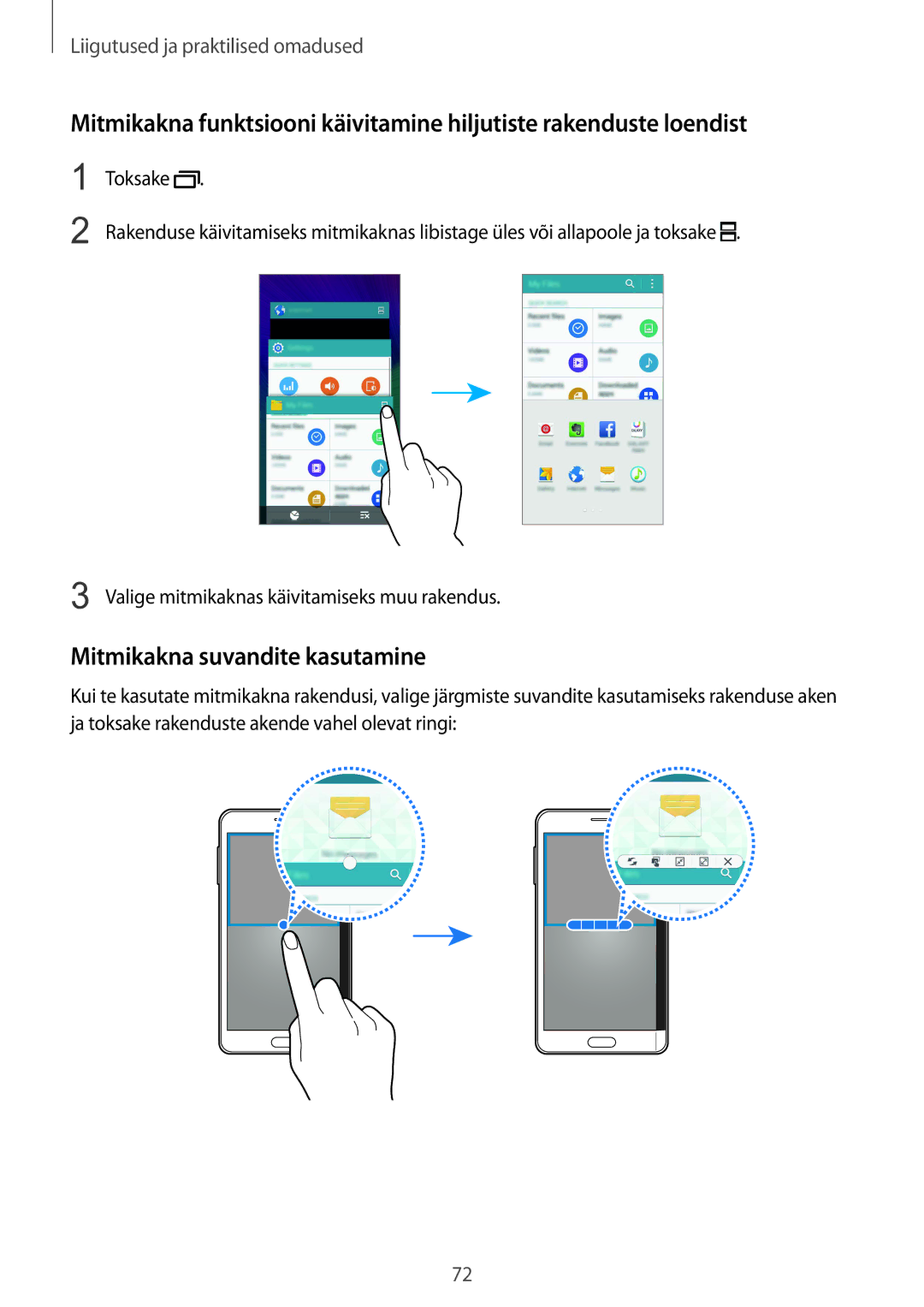 Samsung SM-N915FZKYSEB, SM-N915FZWYSEB manual Mitmikakna suvandite kasutamine 