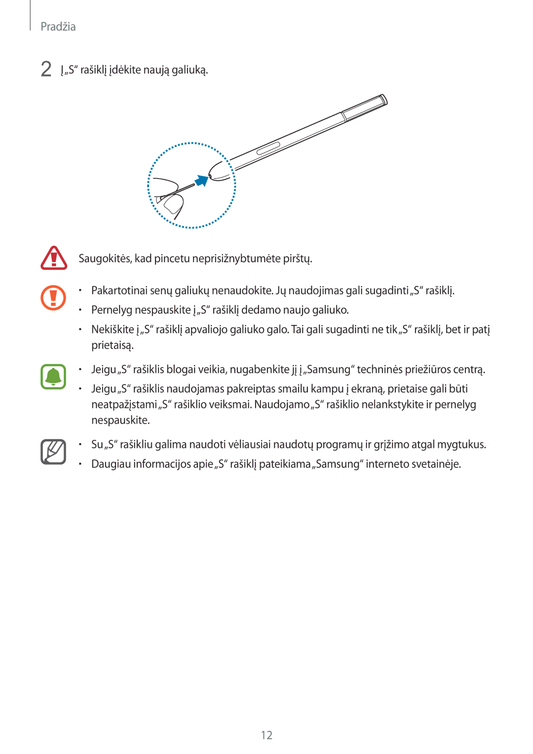 Samsung SM-N915FZKYSEB, SM-N915FZWYSEB manual Pradžia 