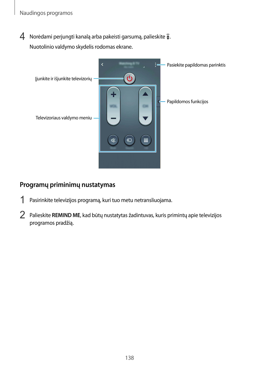 Samsung SM-N915FZKYSEB, SM-N915FZWYSEB manual Programų priminimų nustatymas 