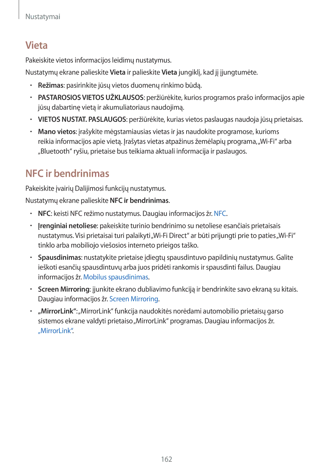 Samsung SM-N915FZKYSEB, SM-N915FZWYSEB manual Vieta, NFC ir bendrinimas 