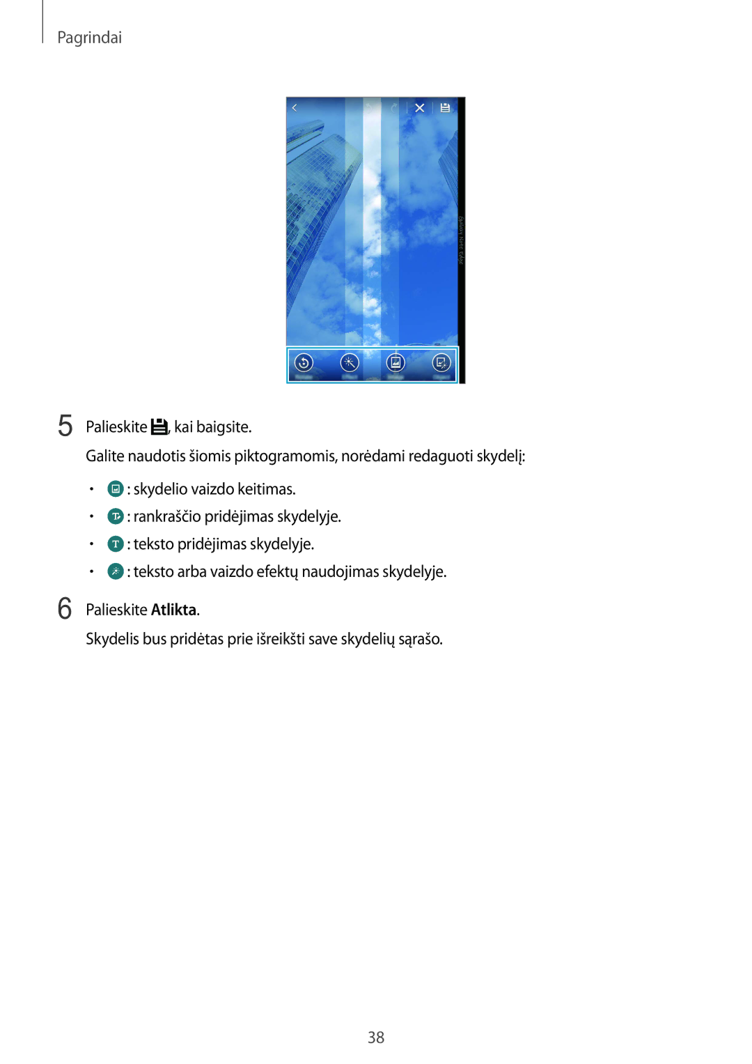 Samsung SM-N915FZKYSEB, SM-N915FZWYSEB manual Pagrindai 