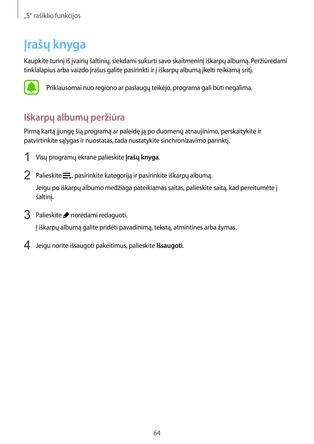 Samsung SM-N915FZKYSEB, SM-N915FZWYSEB manual Įrašų knyga, Iškarpų albumų peržiūra 