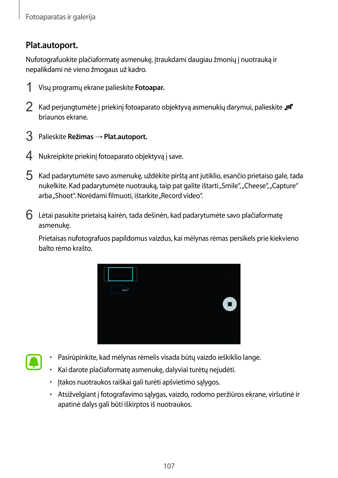 Samsung SM-N915FZWYSEB, SM-N915FZKYSEB manual Palieskite Režimas →Plat.autoport 