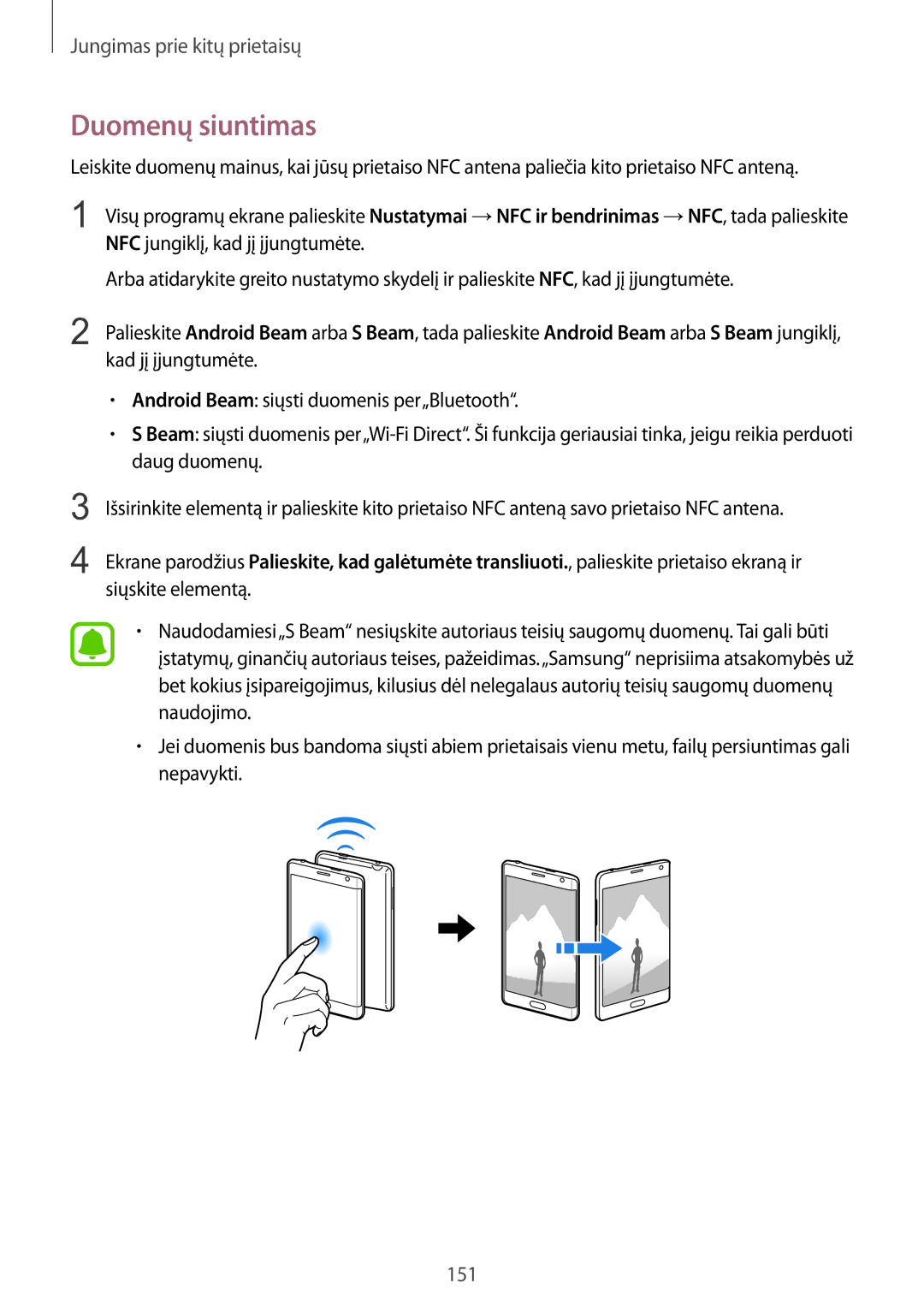 Samsung SM-N915FZWYSEB, SM-N915FZKYSEB manual Duomenų siuntimas 