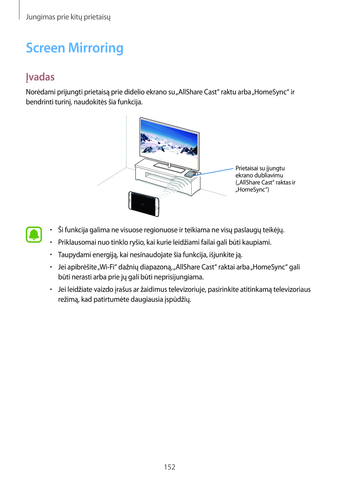 Samsung SM-N915FZKYSEB, SM-N915FZWYSEB manual Screen Mirroring, Įvadas 