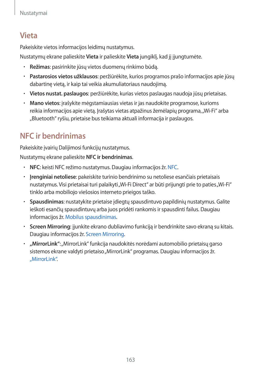 Samsung SM-N915FZWYSEB, SM-N915FZKYSEB manual Vieta, NFC ir bendrinimas 