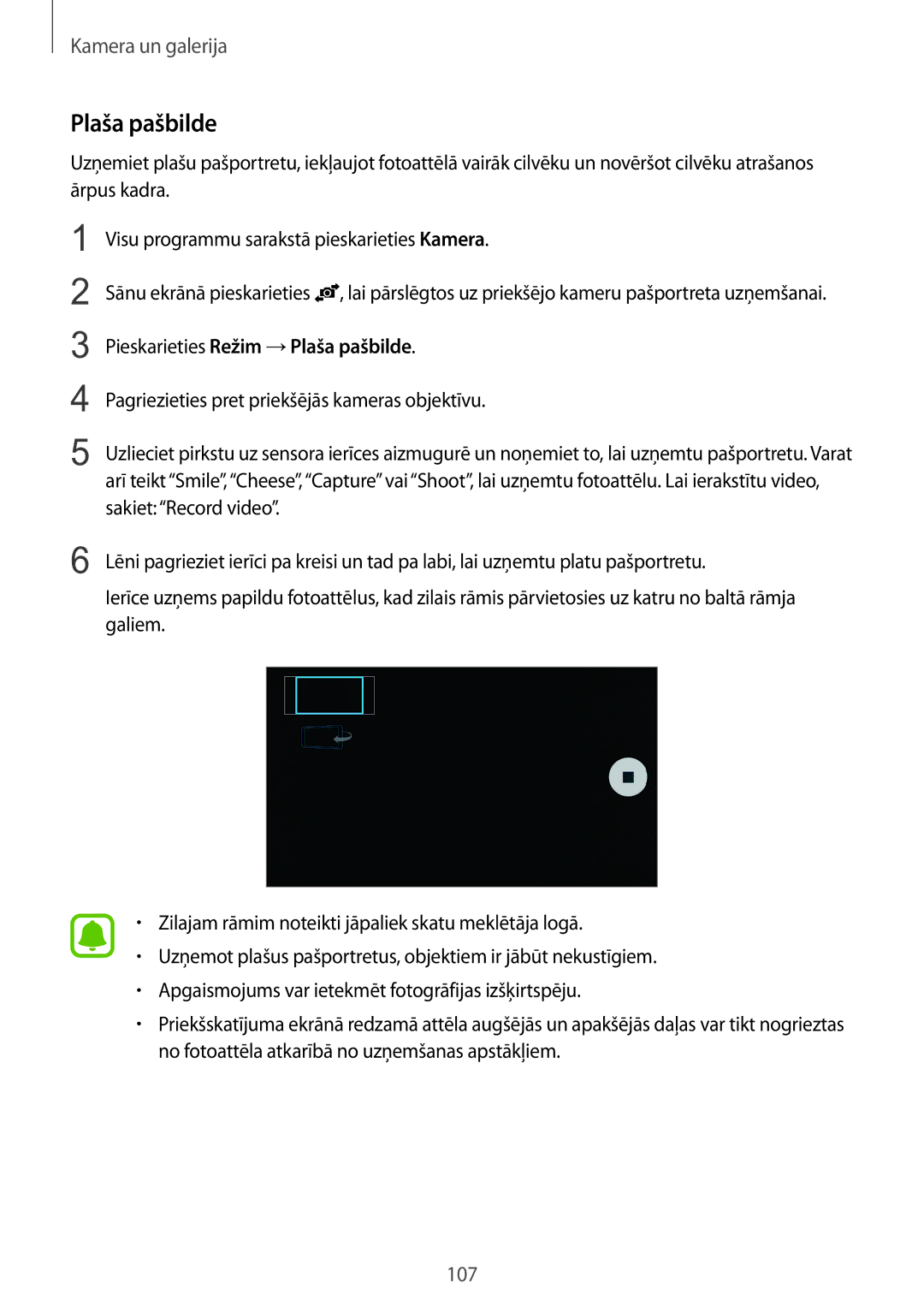 Samsung SM-N915FZWYSEB, SM-N915FZKYSEB manual Pieskarieties Režim →Plaša pašbilde 