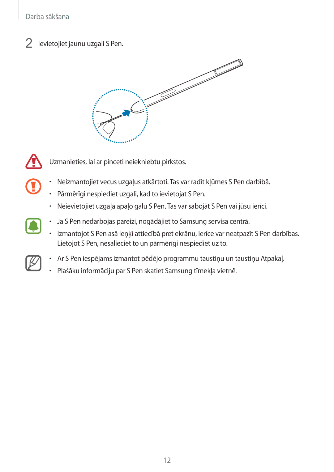 Samsung SM-N915FZKYSEB, SM-N915FZWYSEB manual Darba sākšana 