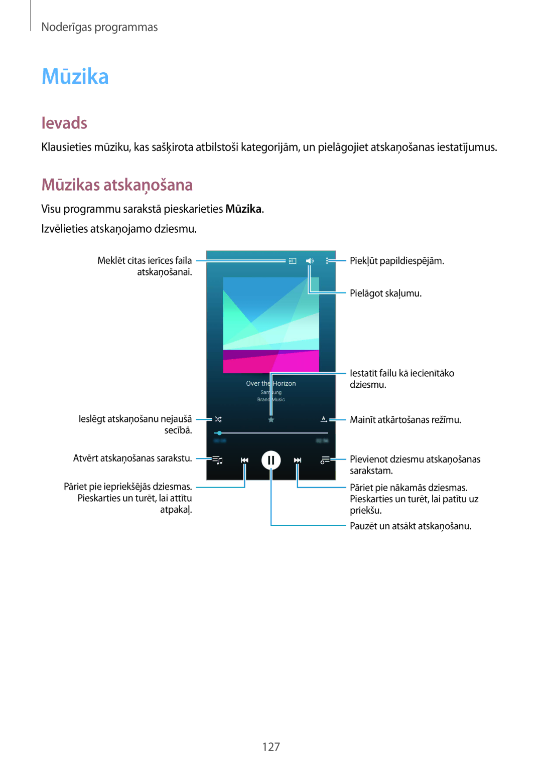 Samsung SM-N915FZWYSEB, SM-N915FZKYSEB manual Mūzikas atskaņošana 