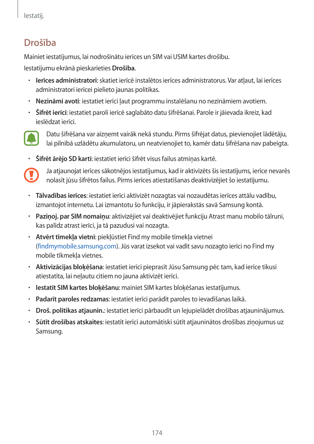 Samsung SM-N915FZKYSEB, SM-N915FZWYSEB manual Drošība 