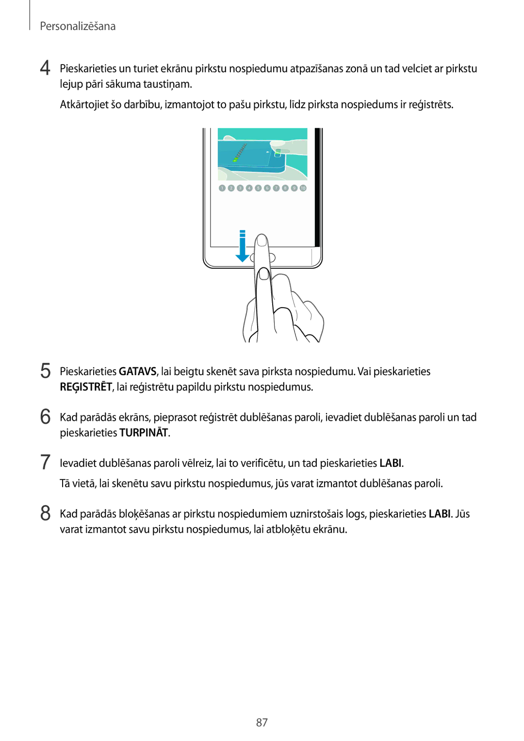 Samsung SM-N915FZWYSEB, SM-N915FZKYSEB manual Personalizēšana 