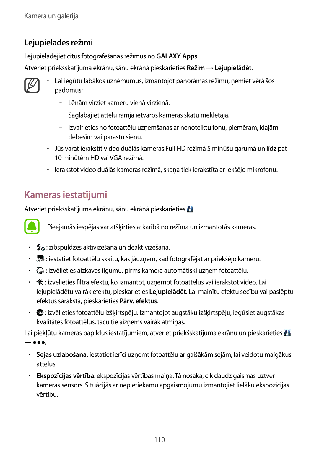 Samsung SM-N915FZKYSEB, SM-N915FZWYSEB manual Kameras iestatījumi, Lejupielādes režīmi 