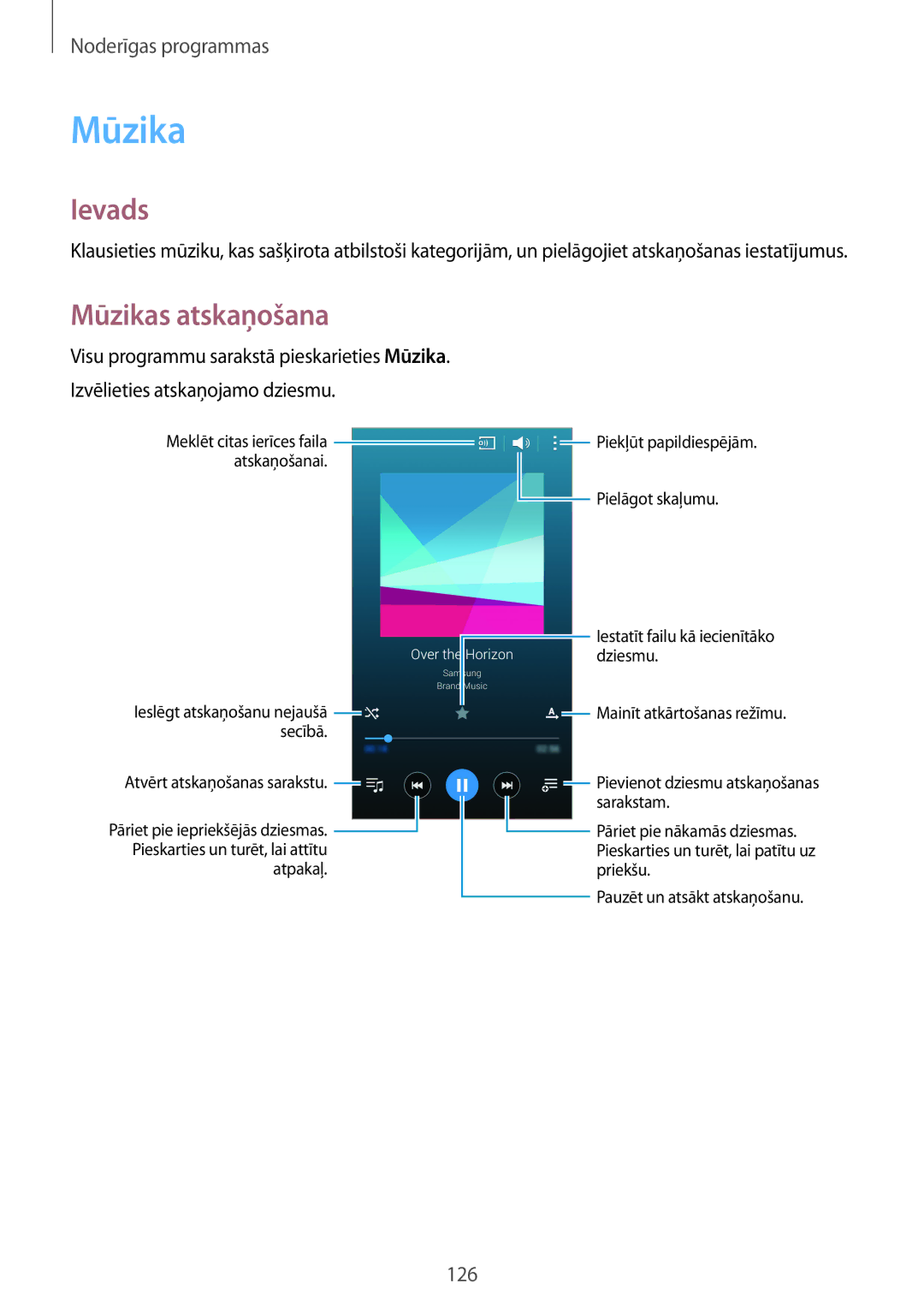 Samsung SM-N915FZKYSEB, SM-N915FZWYSEB manual Mūzikas atskaņošana 