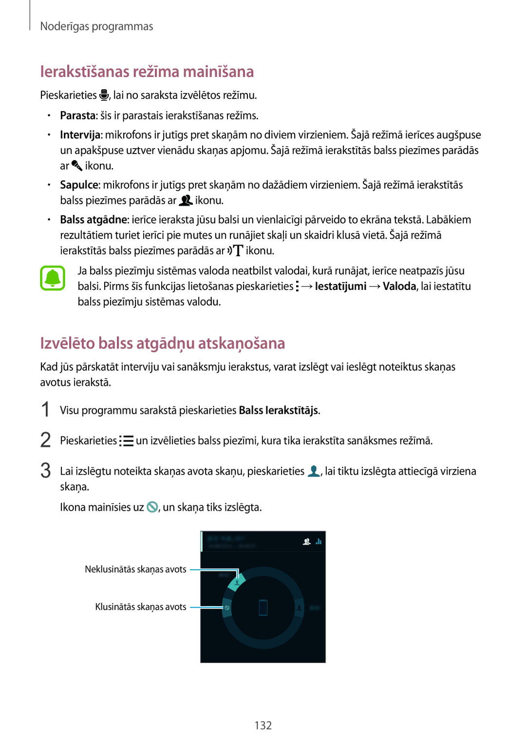 Samsung SM-N915FZKYSEB, SM-N915FZWYSEB manual Ierakstīšanas režīma mainīšana, Izvēlēto balss atgādņu atskaņošana 