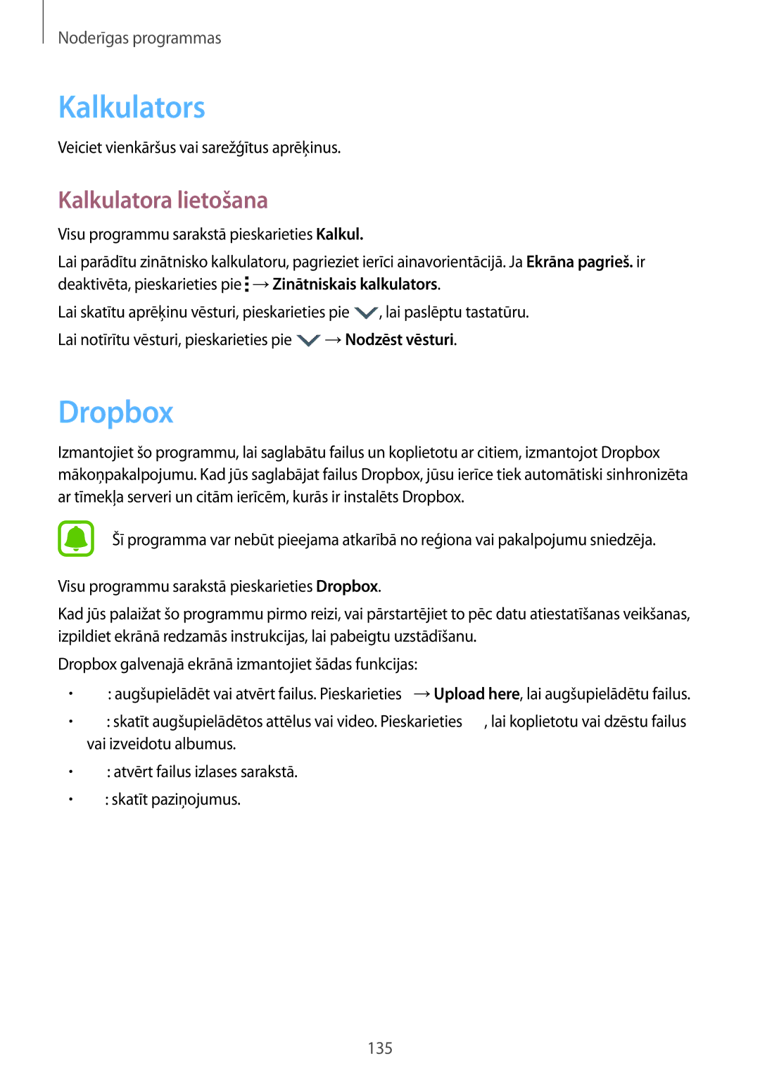 Samsung SM-N915FZWYSEB manual Kalkulators, Dropbox, Kalkulatora lietošana, Veiciet vienkāršus vai sarežģītus aprēķinus 