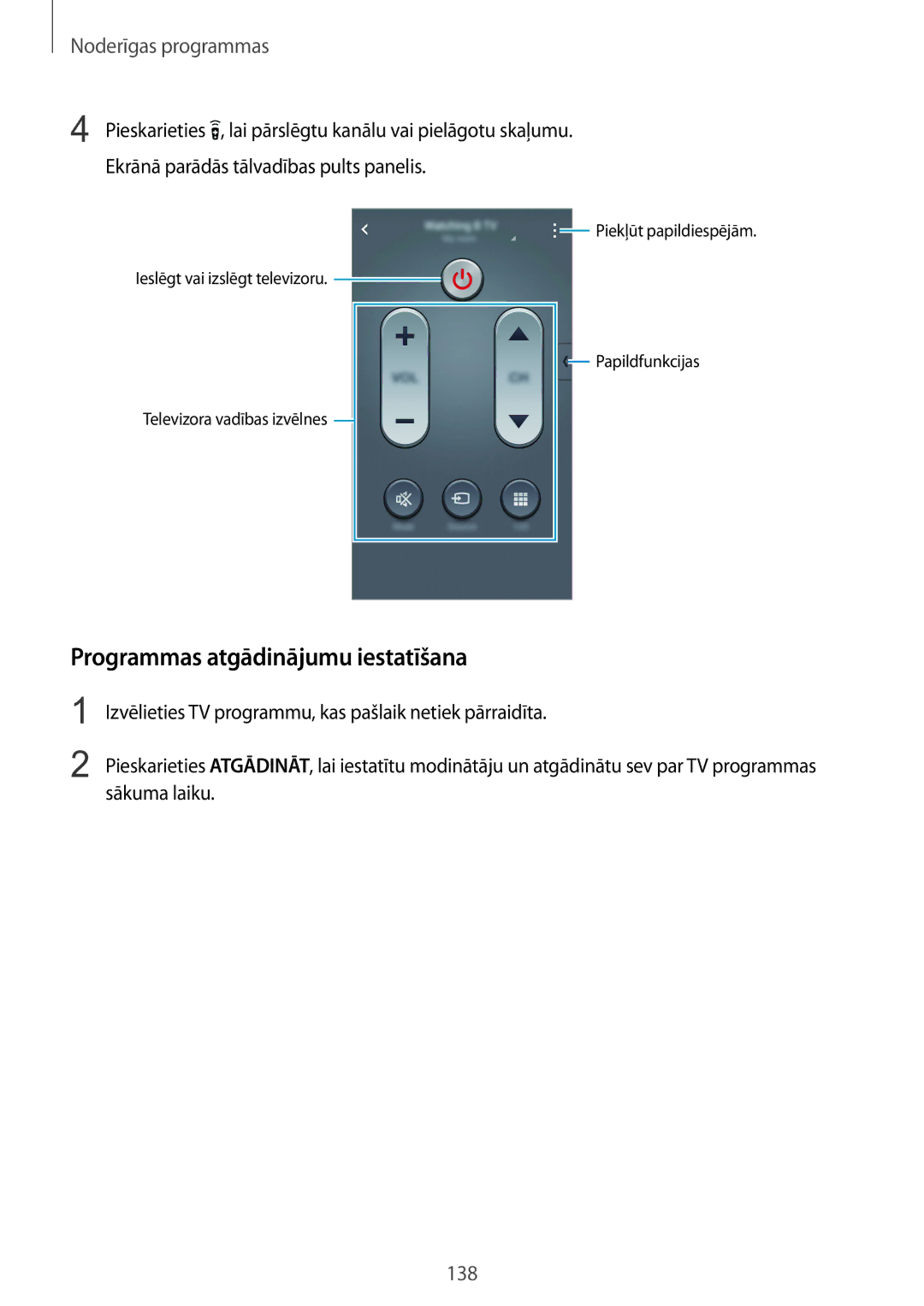 Samsung SM-N915FZKYSEB, SM-N915FZWYSEB manual Programmas atgādinājumu iestatīšana 